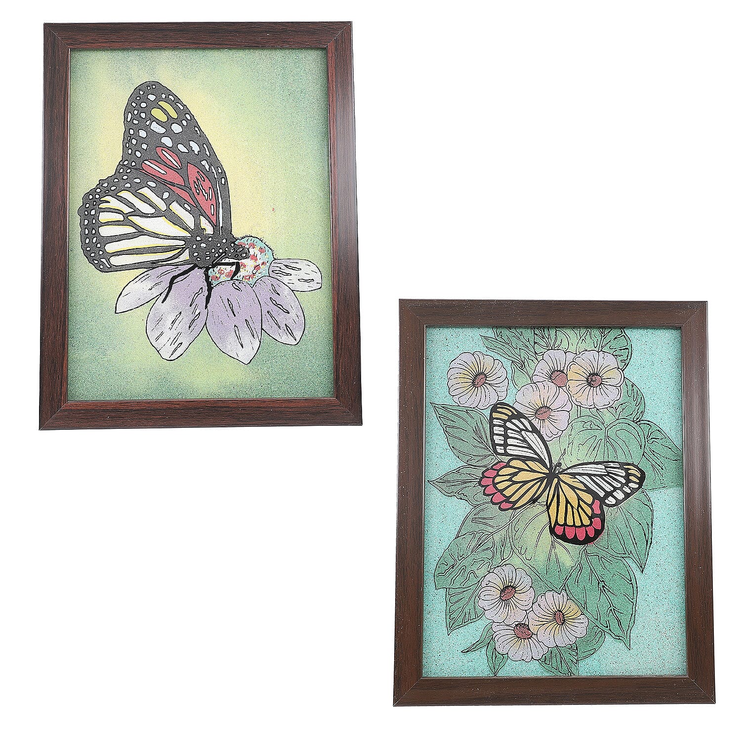 "Handcrafted Gemstone Butterfly Painting SIZE: 14(L)x11(W) inches WEIGHT: 0.88 lbs."
