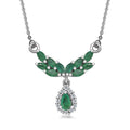 Kagem Zambian Emerald and White Zircon Drop Necklace 18-20 Inches in Platinum Over Sterling Silver 1.10 ctw - Sticky add to cart bar