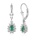 Kagem Zambian Emerald and White Zircon Lever Back Earrings in Platinum Over Sterling Silver 0.80 ctw - Sticky add to cart bar