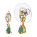 Kagem Zambian Emerald and White Zircon Dangling Earrings in Vermeil Yellow Gold Over Sterling Silver 0.35 ctw - Sticky add to cart bar