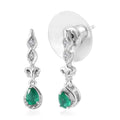 Kagem Zambian Emerald and White Zircon Dangling Earrings in Platinum Over Sterling Silver 0.35 ctw - Sticky add to cart bar