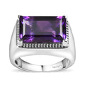 Premium Moroccan Amethyst Men's Ring in Platinum Over Sterling Silver (Size 10.0) 8.65 ctw - Sticky add to cart bar