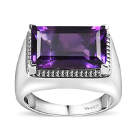 Premium Moroccan Amethyst Men's Ring in Platinum Over Sterling Silver (Size 10.0) 8.65 ctw