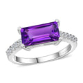 Premium Moroccan Amethyst and Moissanite Ring in Platinum Over Sterling Silver (Size 10.0) 1.80 ctw - Sticky add to cart bar