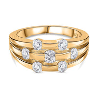 Moissanite Ring in 18K Vermeil YG Over Sterling Silver (Size 10.0) 0.83 ctw