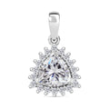 Moissanite (Trl 8mm) Halo Pendant in Platinum Over Sterling Silver 2.25 ctw - Sticky add to cart bar