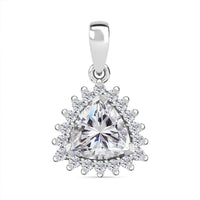 Moissanite (Trl 8mm) Halo Pendant in Platinum Over Sterling Silver 2.25 ctw