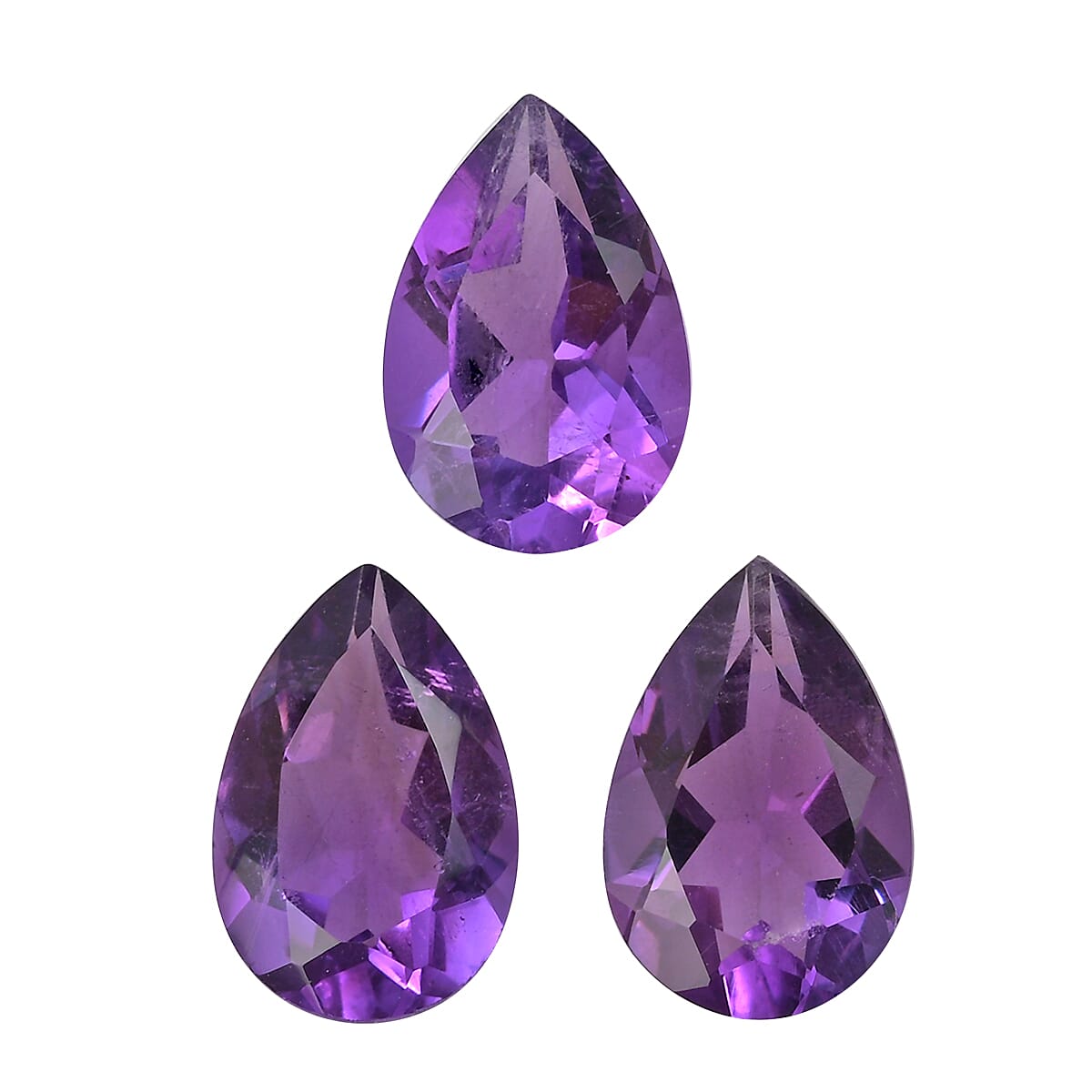 Amethyst Set of 3 (Pear 9x6 mm) 3.21 ctw Loose Gemstone