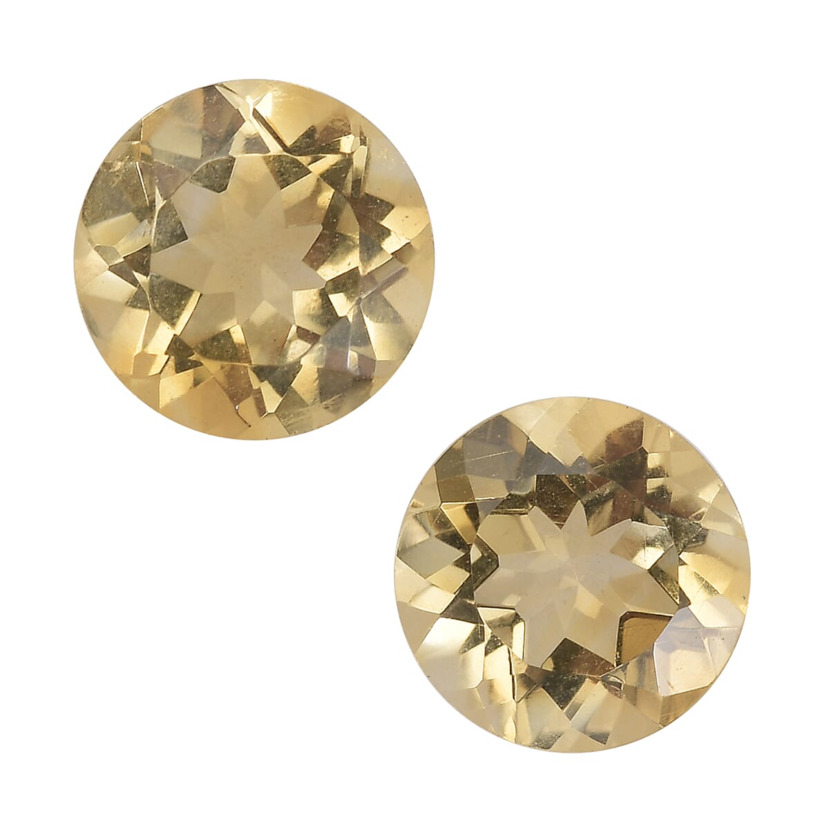 Brazilian Citrine Set of 2 (Rnd 8 mm) 3.58 ctw Loose gemstone