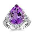 AAA Rose De France Amethyst and Moissanite Ring in Platinum Over Sterling Silver (Size 7.0) 8.50 ctw - Sticky add to cart bar