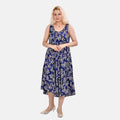 Tamsy Blue Art Pattern Midi Umbrella Dress - One Size Fits Most - Sticky add to cart bar