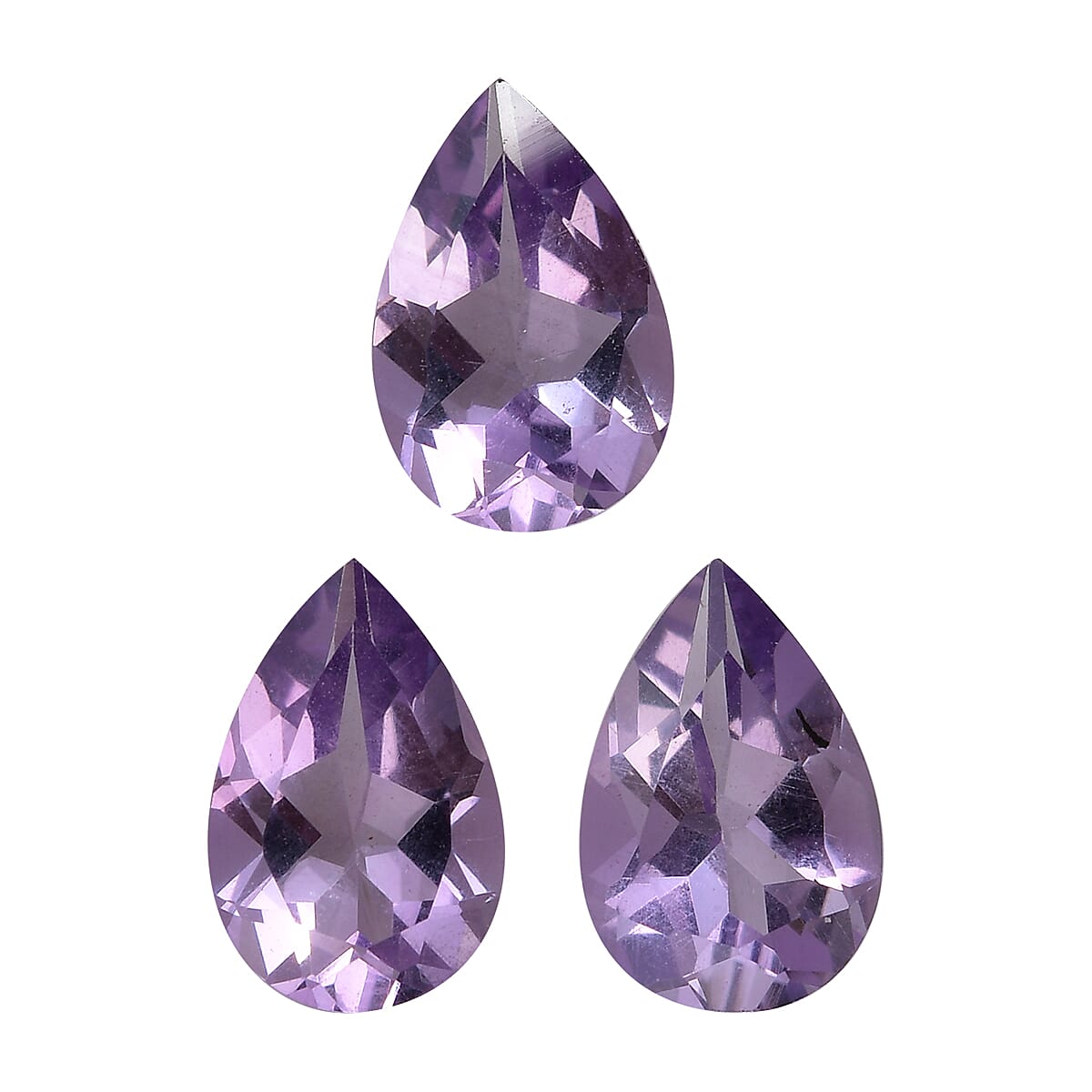 Rose De France Amethyst Set of 3 (Pear 9x6 mm) 3.21 ctw Loose Gemstone