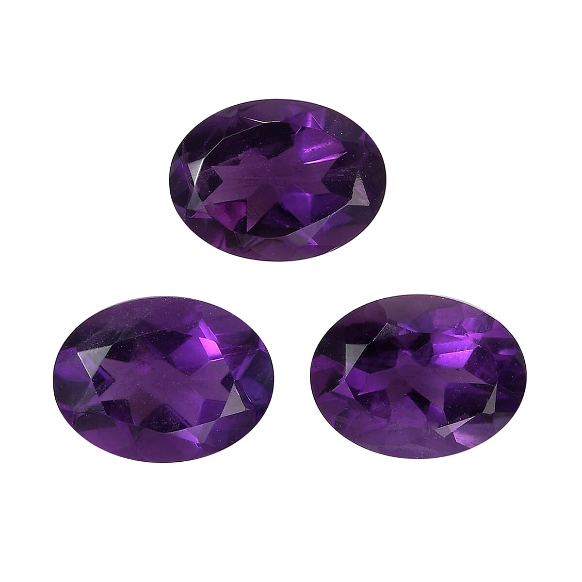 AAA Amethyst Set of 3 (Ovl 8x6 mm) 3.23 ctw Loose Gemstone