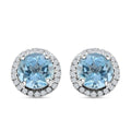 Certified & Appraised Iliana 18K White Gold AAA Santa Maria Aquamarine and SI Diamond Stud Earrings 1.60 ctw - Sticky add to cart bar