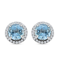 Certified & Appraised Iliana 18K White Gold AAA Santa Maria Aquamarine and SI Diamond Stud Earrings 1.60 ctw