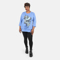 Metropolitan Blue Floral Screen Printed Knit Top - M - Sticky add to cart bar
