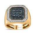 Venice Blue Diamond (I2-I3), Diamond Men's Ring in Vermeil YG Over Sterling Silver (Size 10.0) 1.05 ctw - Sticky add to cart bar