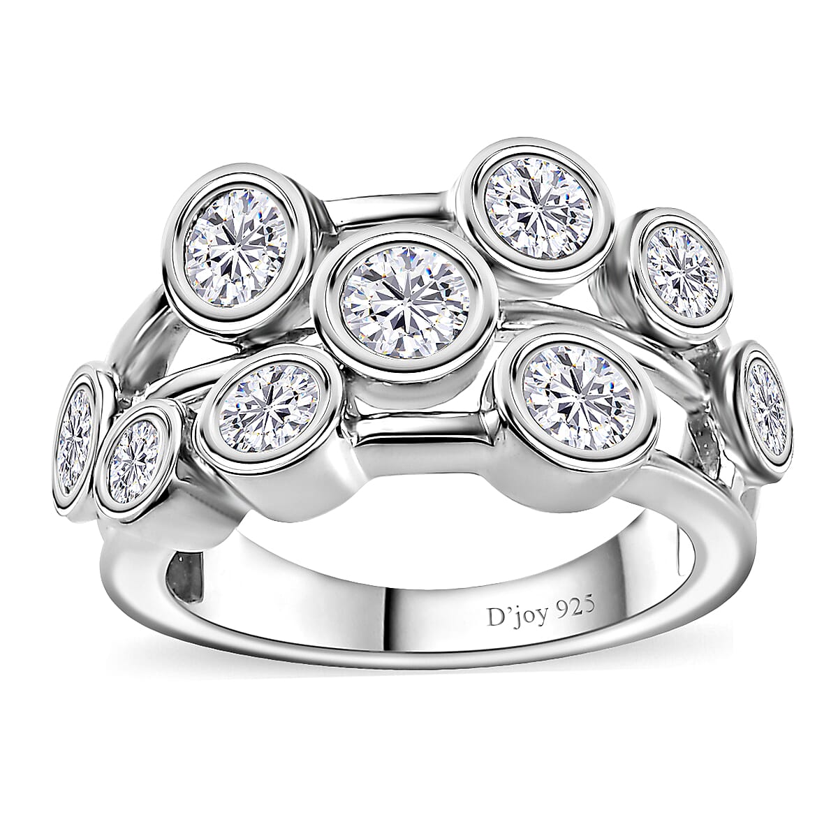 Moissanite Ring in Platinum Over Sterling Silver (Size 10.0) 1.50 ctw