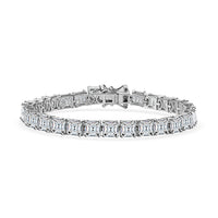 Asscher Cut Moissanite Tennis Bracelet in Platinum Over Sterling Silver (6.50 In) 17.50 ctw