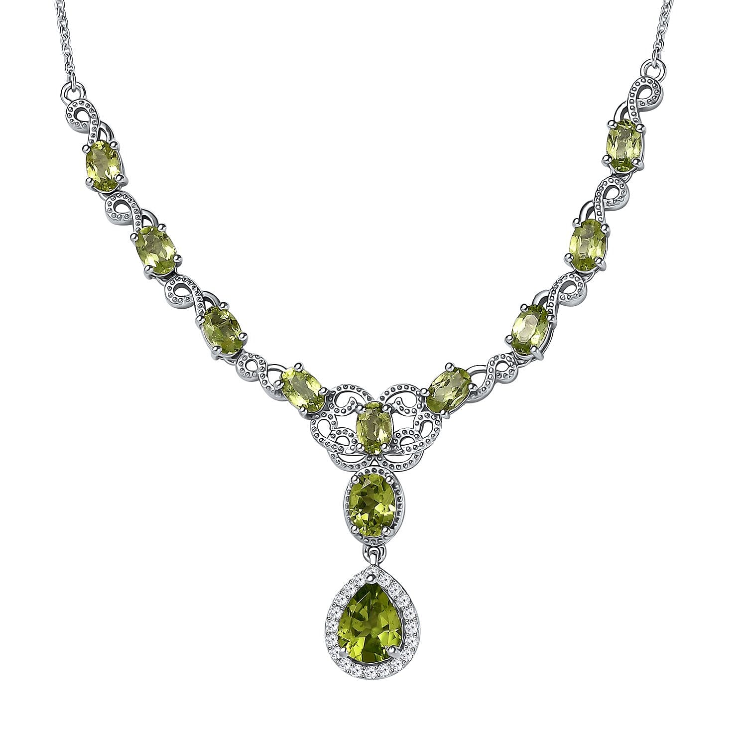 African Amethyst and White Zircon Necklace 18-20 Inches in Platinum Over Sterling Silver 6.75 ctw