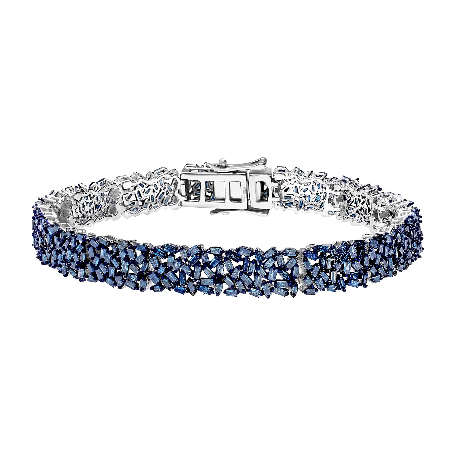 Blue Diamond (IR) Bracelet in Platinum Over Sterling Silver (7.25 In) 5.00 ctw