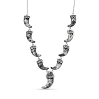 Artisan Crafted White Buffalo Bear Claw Necklace 18-20 Inches in Sterling Silver 64.40 ctw