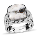 Artisan Crafted White Buffalo Solitaire Ring in Sterling Silver (Size 10) 8.40 ctw - Sticky add to cart bar