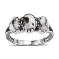 Artisan Crafted White Buffalo 3 Stone Ring in Sterling Silver (Size 10.0) 1.90 ctw - Sticky add to cart bar