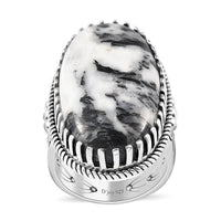 Artisan Crafted White Buffalo Solitaire Ring in Sterling Silver (Size 10.0) 25.25 ctw