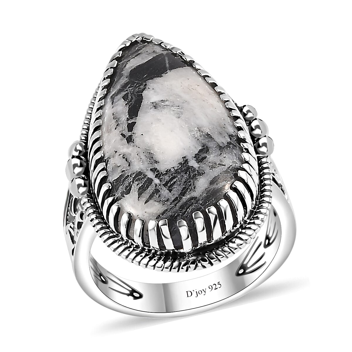Artisan Crafted White Buffalo Solitaire Ring in Sterling Silver (Size 10.0) 23.50 ctw