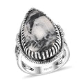 Artisan Crafted White Buffalo Solitaire Ring in Sterling Silver (Size 10.0) 23.50 ctw - Sticky add to cart bar