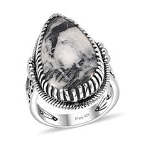 Artisan Crafted White Buffalo Solitaire Ring in Sterling Silver (Size 10.0) 23.50 ctw