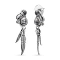 Artisan Crafted White Buffalo Feather Earrings in Sterling Silver 5.50 ctw - Sticky add to cart bar