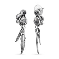 Artisan Crafted White Buffalo Feather Earrings in Sterling Silver 5.50 ctw