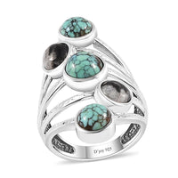Artisan Crafted Blue Moon Turquoise, White Buffalo Ring in Sterling Silver (Size 10.0) 4.90 ctw