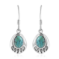 Artisan Crafted Blue Moon Turquoise Bear Paw Earrings in Sterling Silver 2.50 ctw