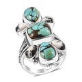 Artisan Crafted Premium Blue Moon Turquoise and White Buffalo Ring in Black Oxidized Sterling Silver (Size 10.0) 7.90 ctw - Sticky add to cart bar