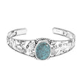 D'Joy Artisan Crafted Blue Moon Turquoise Kokopelli and Shooting Star Cuff Bracelet in Sterling Silver (7.25 In) 12.90 ctw - Sticky add to cart bar