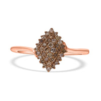 Natural Champagne Diamond Cluster Ring in Vermeil RG Over Sterling Silver (Size 10.0) 0.25 ctw