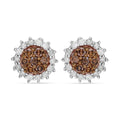 Natural Champagne and White Diamond Jacket Earrings in Vermeil RG and Platinum Over Sterling Silver 0.25 ctw - Sticky add to cart bar