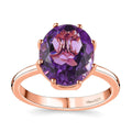 AAA Rose De France Amethyst Solitaire Ring in Vermeil Rose Gold Over Sterling Silver 4.35 ctw - Sticky add to cart bar