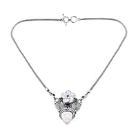 Sajen Silver Carved Bone and Multi Gemstone Necklace 20 Inches in Sterling Silver 2.85 ctw