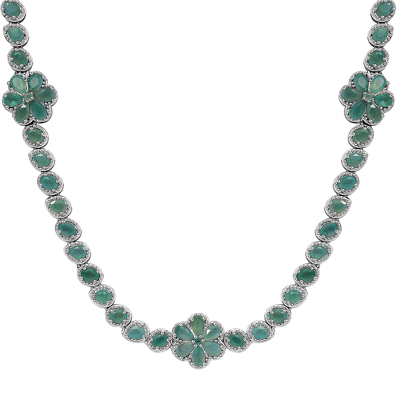 TLV Grandidierite Floral Necklace (18 Inches) in Platinum Over Sterling Silver 19.00 ctw