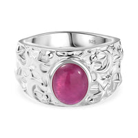 Niassa Ruby (FF) 1.45 ctw Fancy Ring in Sterling Silver (Size 10.0) (7.27 g)