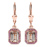 TLV Premium Marropino Morganite, Madagascar Pink Sapphire Lever Back Earrings in Vermeil RG Over Sterling Silver 2.00 ctw