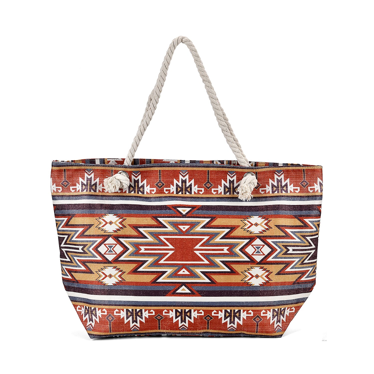 Brown Santa Fe Printed Tote Bag (16"x7.9"x15") with Handle Drop (11.8")