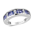 Tanzanite, Moissanite Half Eternity Band Ring in Platinum Over Sterling Silver (Size 5.0) 1.60 ctw - Sticky add to cart bar