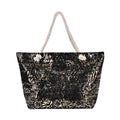 Black Zebra Printed Polyester and Cotton Large Tote Bag (15"x7.9"x15") with handle Drop - Sticky add to cart bar