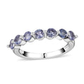 Tanzanite 7 Stone Ring in Platinum Over Sterling Silver (Size 10.0) 0.85 ctw - Sticky add to cart bar