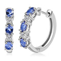 Tanzanite and Moissanite Hoop Earrings in Platinum Over Sterling Silver 1.15 ctw - Sticky add to cart bar